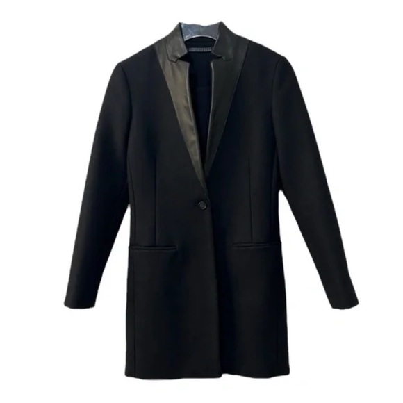 Allsaints Lorie Wool Leather Lapel Coat Size US 4 - Picture 1 of 9